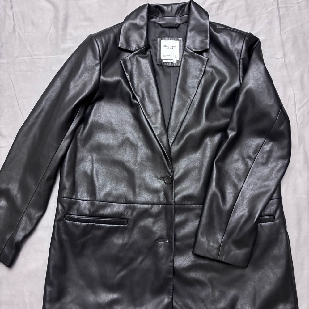 Abercrombie & Fitch Black Faux Leather Blazer